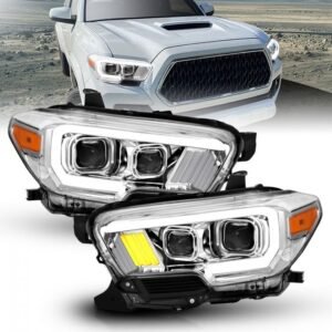 Toyota Tacoma 16-22 Projector Plank Style Headlights Chrome - Image 1
