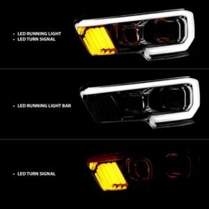 Toyota Tacoma 16-22 Projector Plank Style Headlights Chrome - Image 2