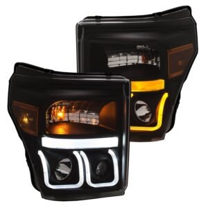 Ford Super Duty 11-16 Projector Switchback U Bar Style Headlight Black - Image 1