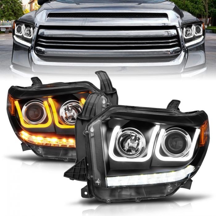 Toyota Tundra 14-17 / 18-21 Projector Led U-bar Switchback Headlights Black