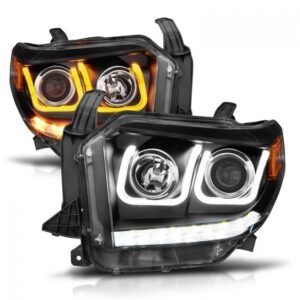 Toyota Tundra 14-17 / 18-21 Projector Led U-bar Switchback Headlights Black - Image 4