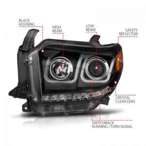 Toyota Tundra 14-17 / 18-21 Projector Led U-bar Switchback Headlights Black - Image 3