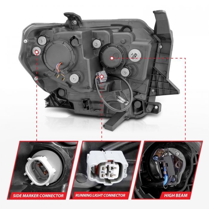 Toyota Tundra 14-17 / 18-21 Projector Led U-bar Switchback Headlights Black