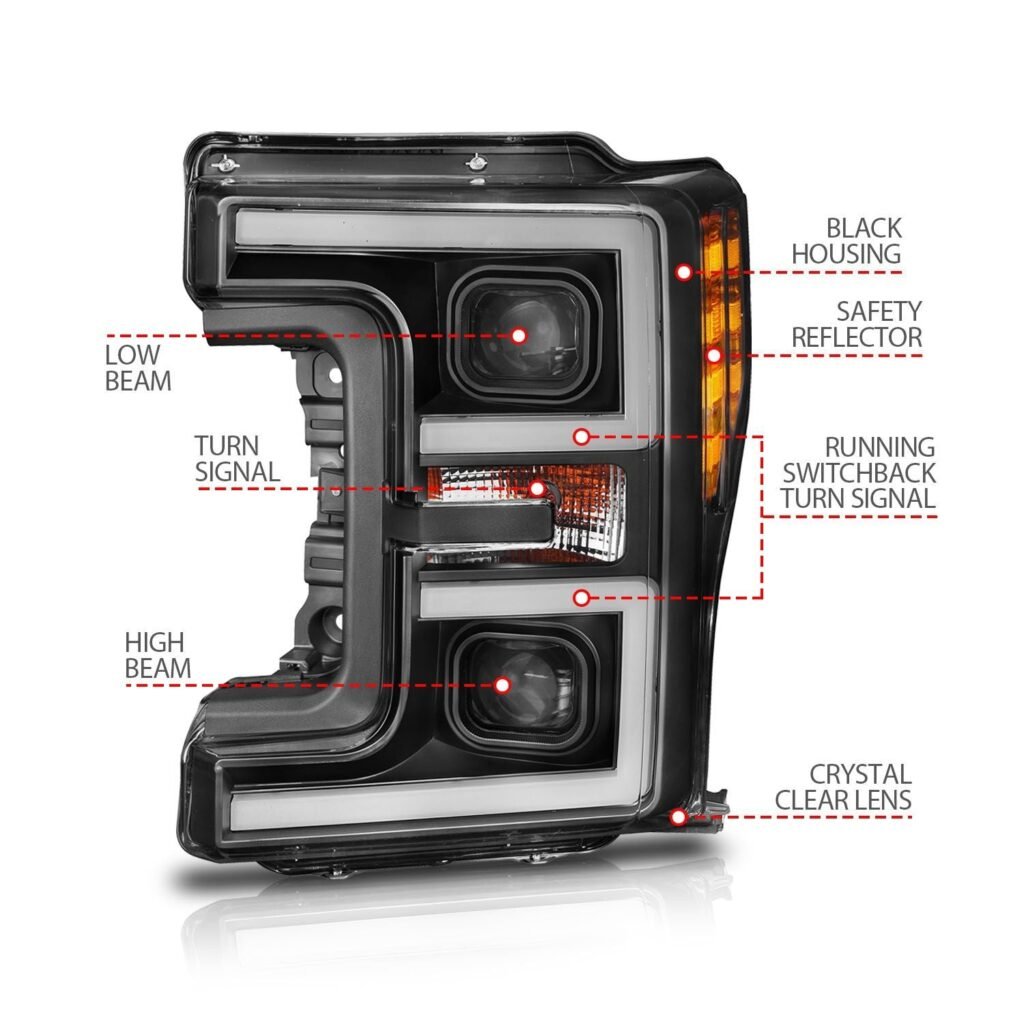 Ford F250/ F350/ F450 Super Duty 17-19 Projector  Headlight Black