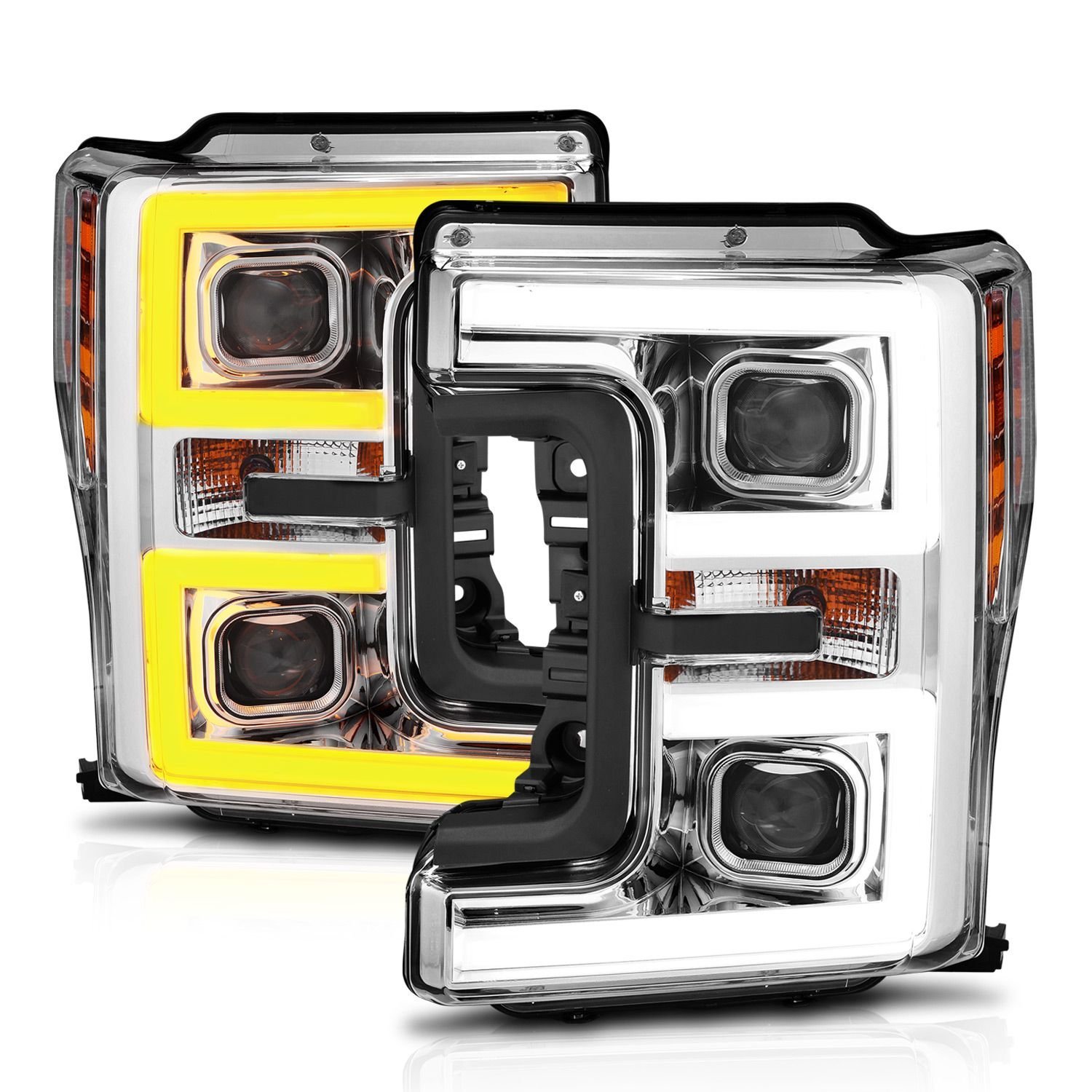 Ford F250/ F350/ F450 Super Duty 17-19 Projector Headlights Chrome - Image 2