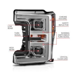 Ford F250/ F350/ F450 Super Duty 17-19 Projector Headlights Chrome - Image 4
