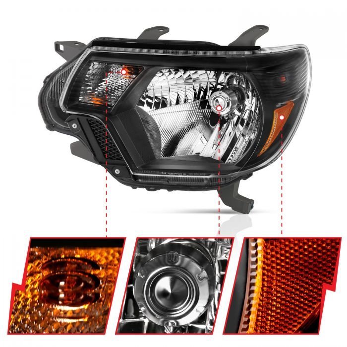 Toyota Tacoma 12-15 Crystal Headlight Black