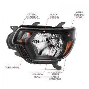 Toyota Tacoma 12-15 Crystal Headlight Black - Image 3
