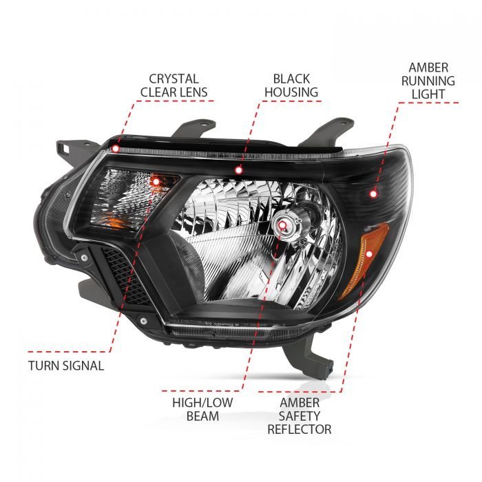 Toyota Tacoma 12-15 Crystal Headlight Black