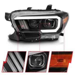 Toyota Tacoma 16-22 Projector Plank Style Switchback Headlights Black Amber - Image 3