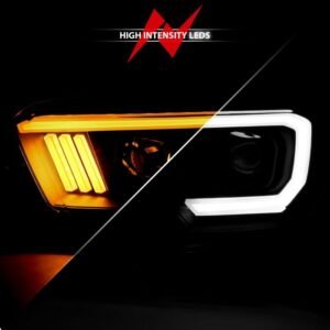Toyota Tacoma 16-22 Projector Plank Style Switchback Headlights Black Amber - Image 6