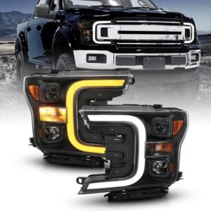 Ford F-150 18-20 Projector C Bar Style Switchback Headlights Black - Image 1