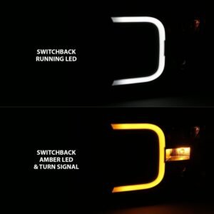 Ford F-150 18-20 Projector C Bar Style Switchback Headlights Black - Image 2