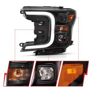 Ford F-150 18-20 Projector C Bar Style Switchback Headlights Black - Image 3