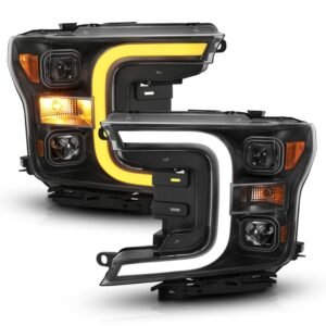 Ford F-150 18-20 Projector C Bar Style Switchback Headlights Black - Image 7