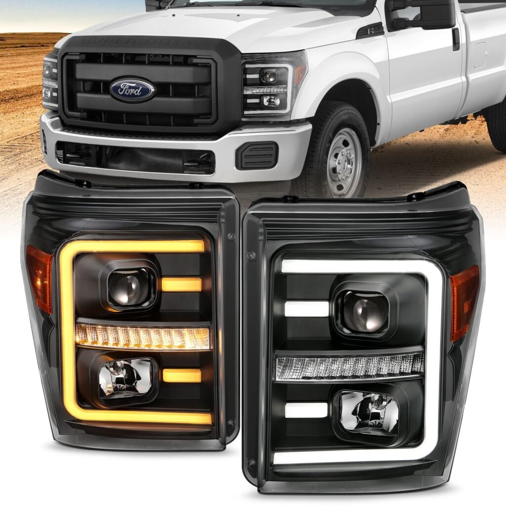 Ford Super Duty 11-16 Projector Plank Style Switchback Headlight Black