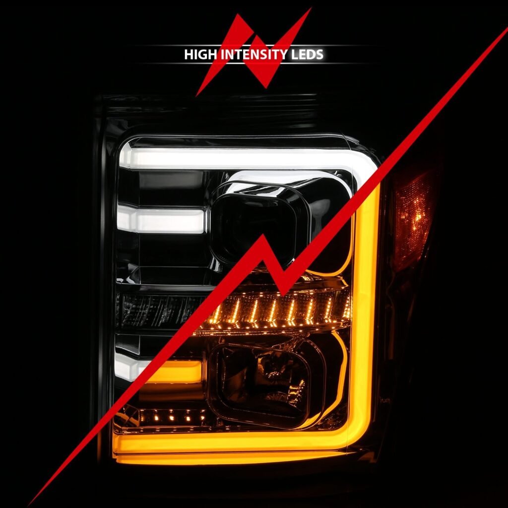 Ford Super Duty 11-16 Projector Plank Style Switchback Headlights H.L Chrome Amber