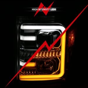 Ford Super Duty 11-16 Projector Plank Style Switchback Headlights H.L Chrome Amber - Image 6