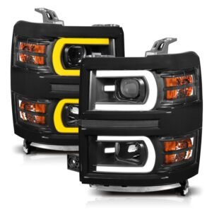 Chevy Silverado 1500 14-15 Projector Switchback Headlight - Black - Image 2