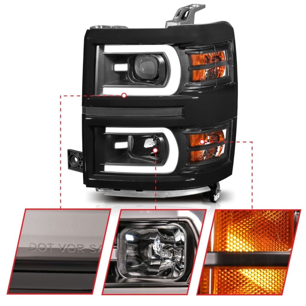 Chevy Silverado 1500 14-15 Projector Switchback Headlight - Black