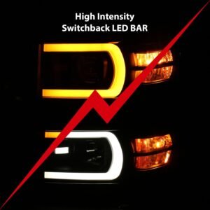 Chevy Silverado 1500 14-15 Projector Switchback Headlight - Black - Image 6