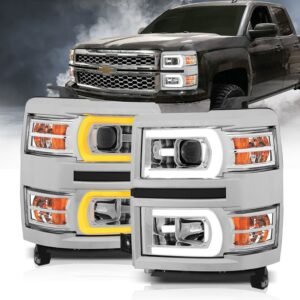 Chevy Silverado 1500 14-15 Projector Switchback Headlights - Chrome - Image 1