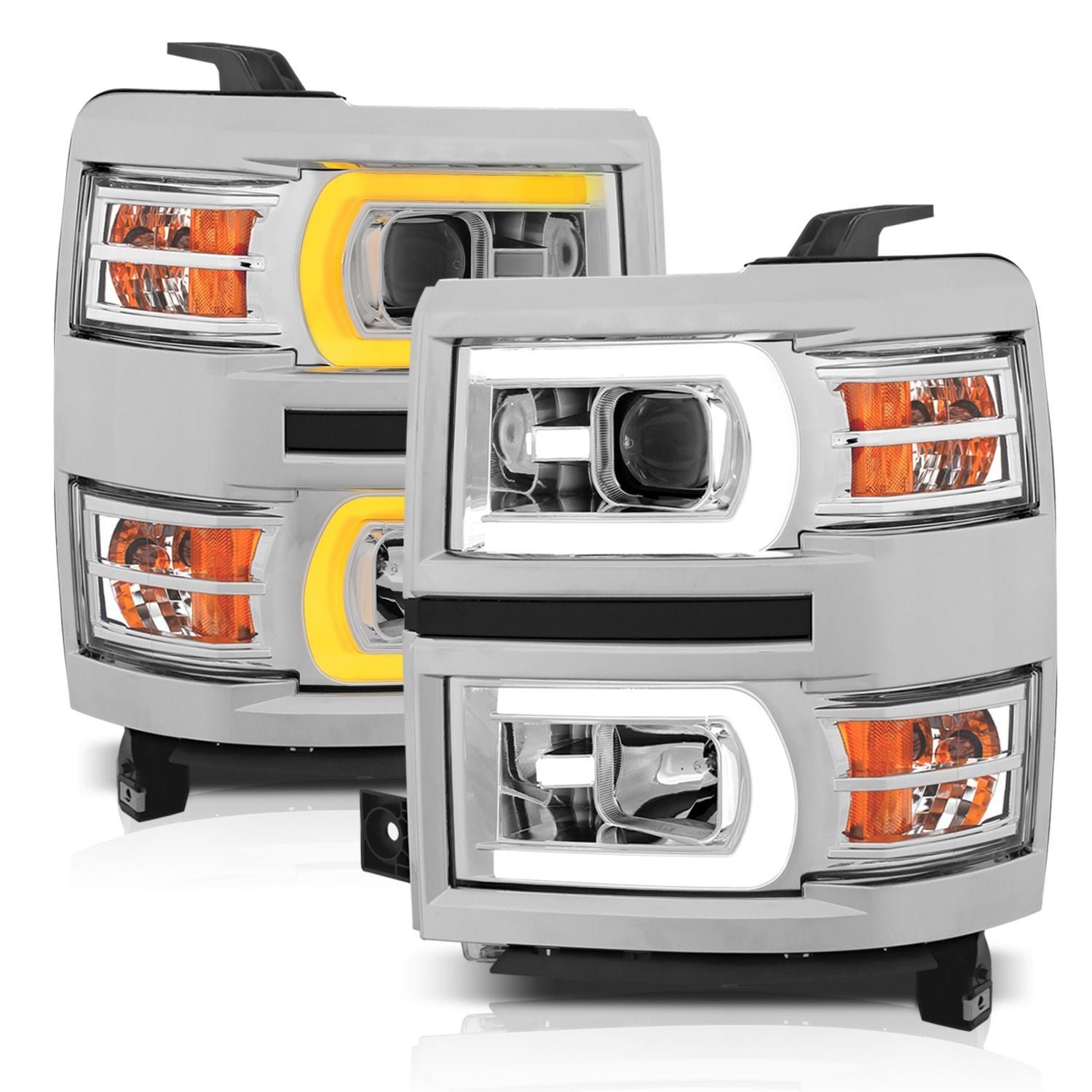 Chevy Silverado 1500 14-15 Projector Switchback Headlights - Chrome - Image 6