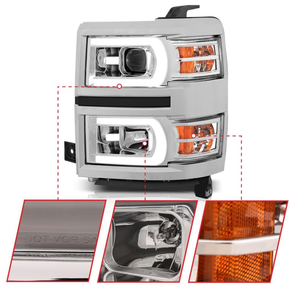 Chevy Silverado 1500 14-15 Projector Switchback Headlights - Chrome