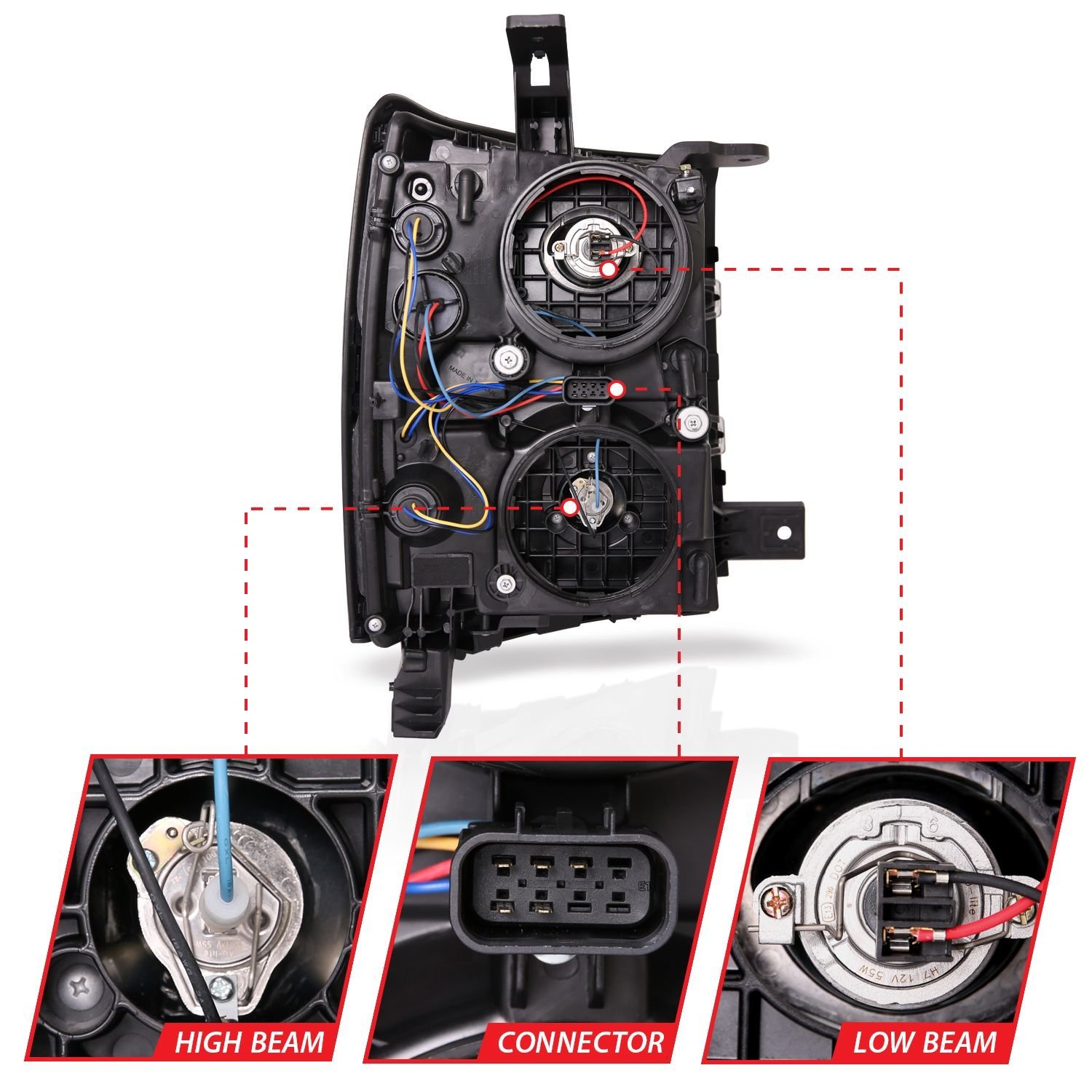 Chevy Silverado 1500 14-15 Projector Switchback Headlights - Chrome - Image 5