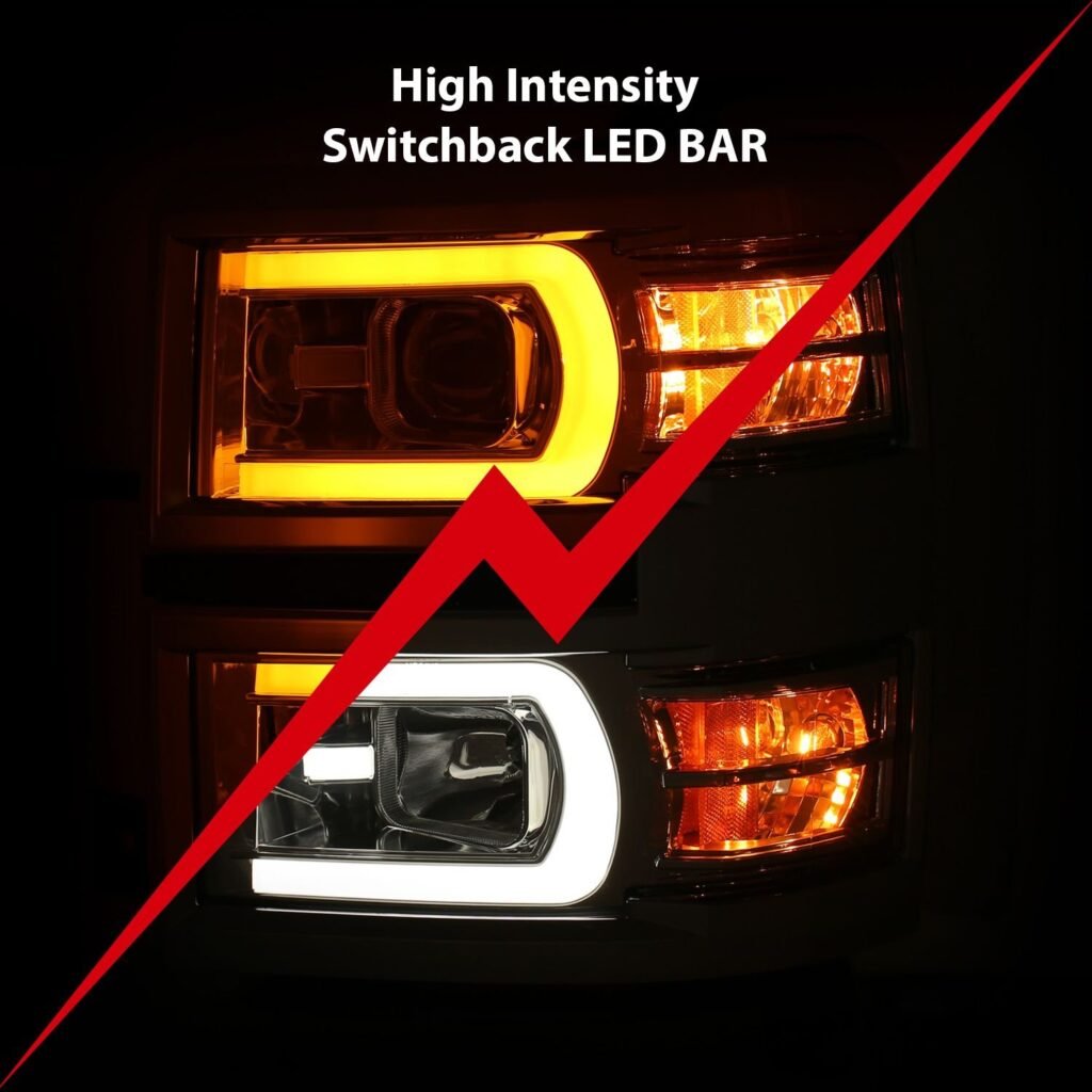 Chevy Silverado 1500 14-15 Projector Switchback Headlights - Chrome