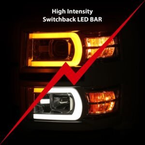 Chevy Silverado 1500 14-15 Projector Switchback Headlights - Chrome - Image 2