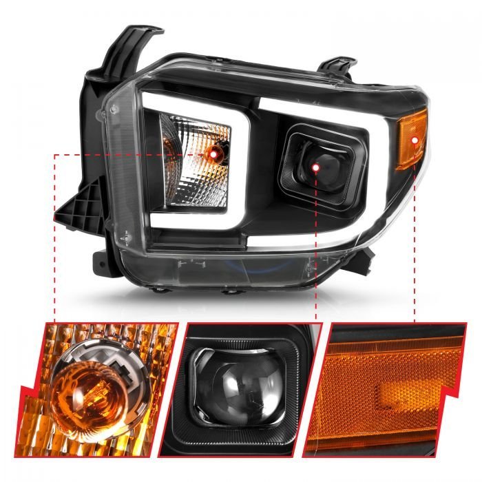 Toyota Tundra 14-17 Projector Led Bar Style Switchback Headlights Black