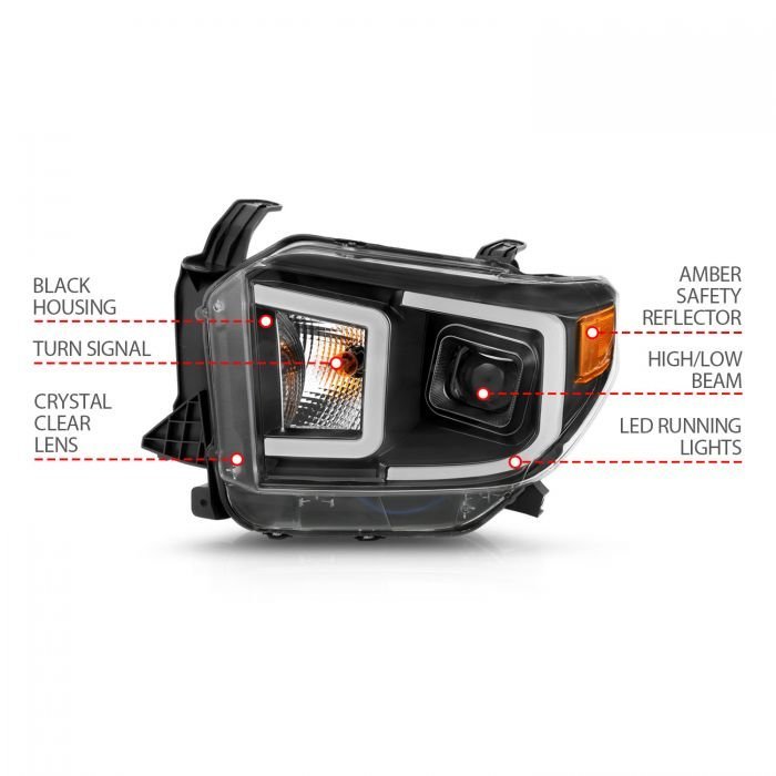 Toyota Tundra 14-17 Projector Led Bar Style Switchback Headlights Black