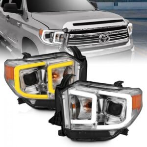 Toyota Tundra 14-17 Projector Led Bar Style Switchback Headlights Chrome - Image 1