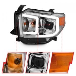 Toyota Tundra 14-17 Projector Led Bar Style Switchback Headlights Chrome - Image 3