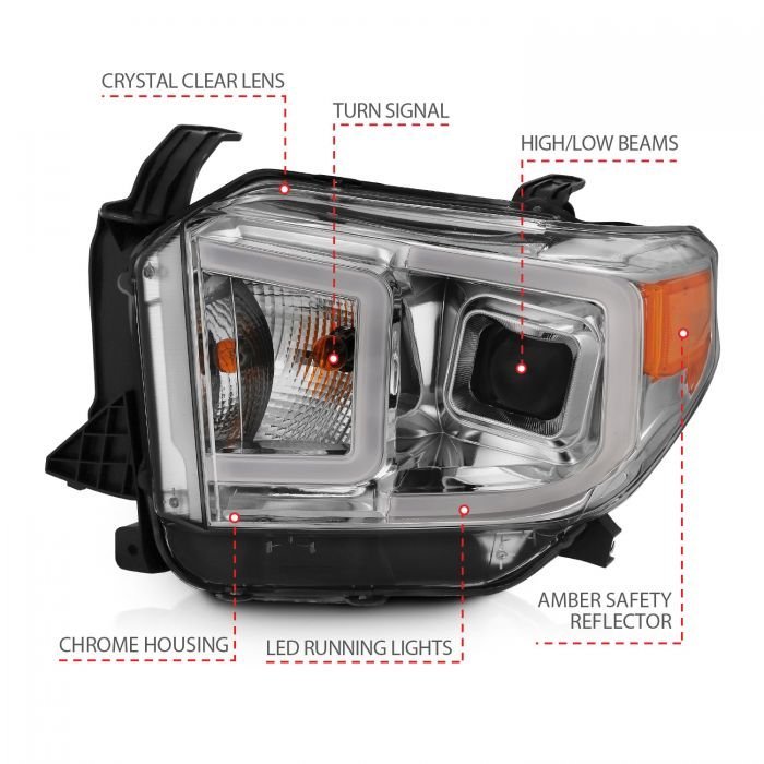 Toyota Tundra 14-17 Projector Led Bar Style Switchback Headlights Chrome