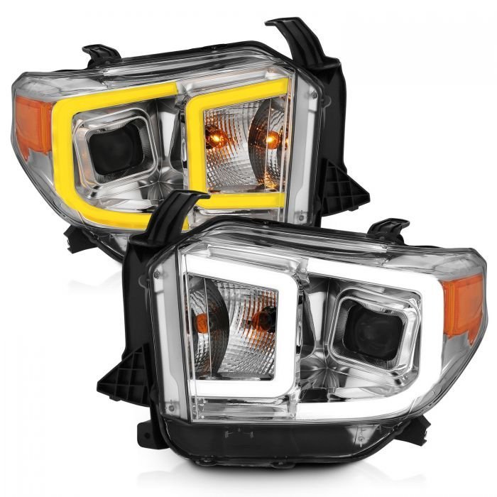 Toyota Tundra 14-17 Projector Led Bar Style Switchback Headlights Chrome