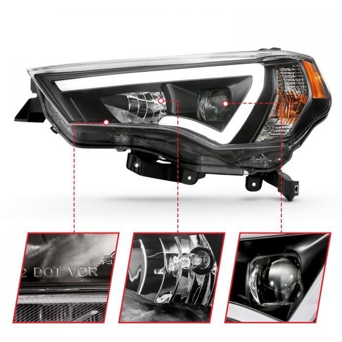 Toyota 4runner 14-21 Projector Plank Style Headlights Black