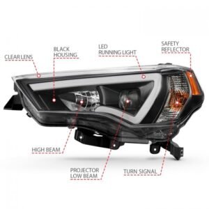Toyota 4runner 14-21 Projector Plank Style Headlights Black - Image 3