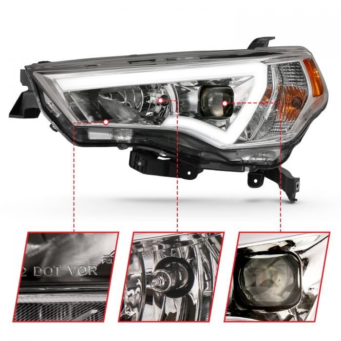 Toyota 4runner 14-21 Projector Plank Style Headlights Chrome