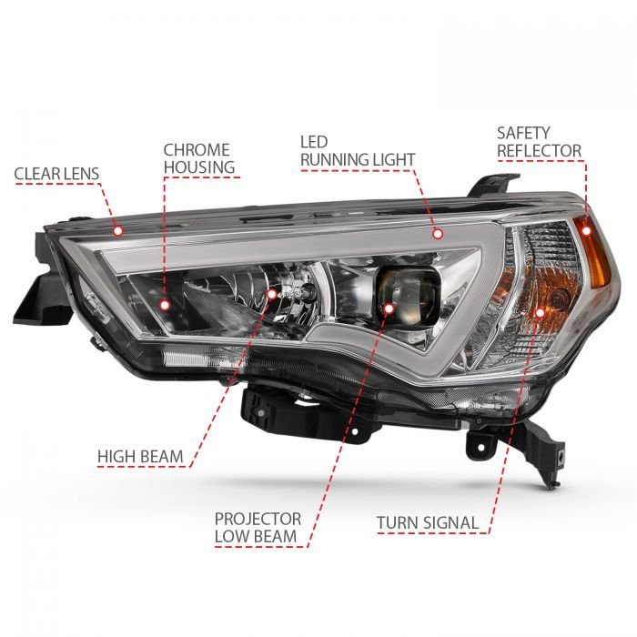 Toyota 4runner 14-21 Projector Plank Style Headlights Chrome