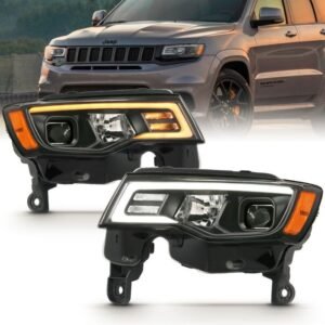 Jeep Grand Cherokee 17-22 Projector Switchback Led Plank Style Headlights Black - Image 1