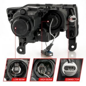 Jeep Grand Cherokee 17-22 Projector Switchback Led Plank Style Headlights Black - Image 5