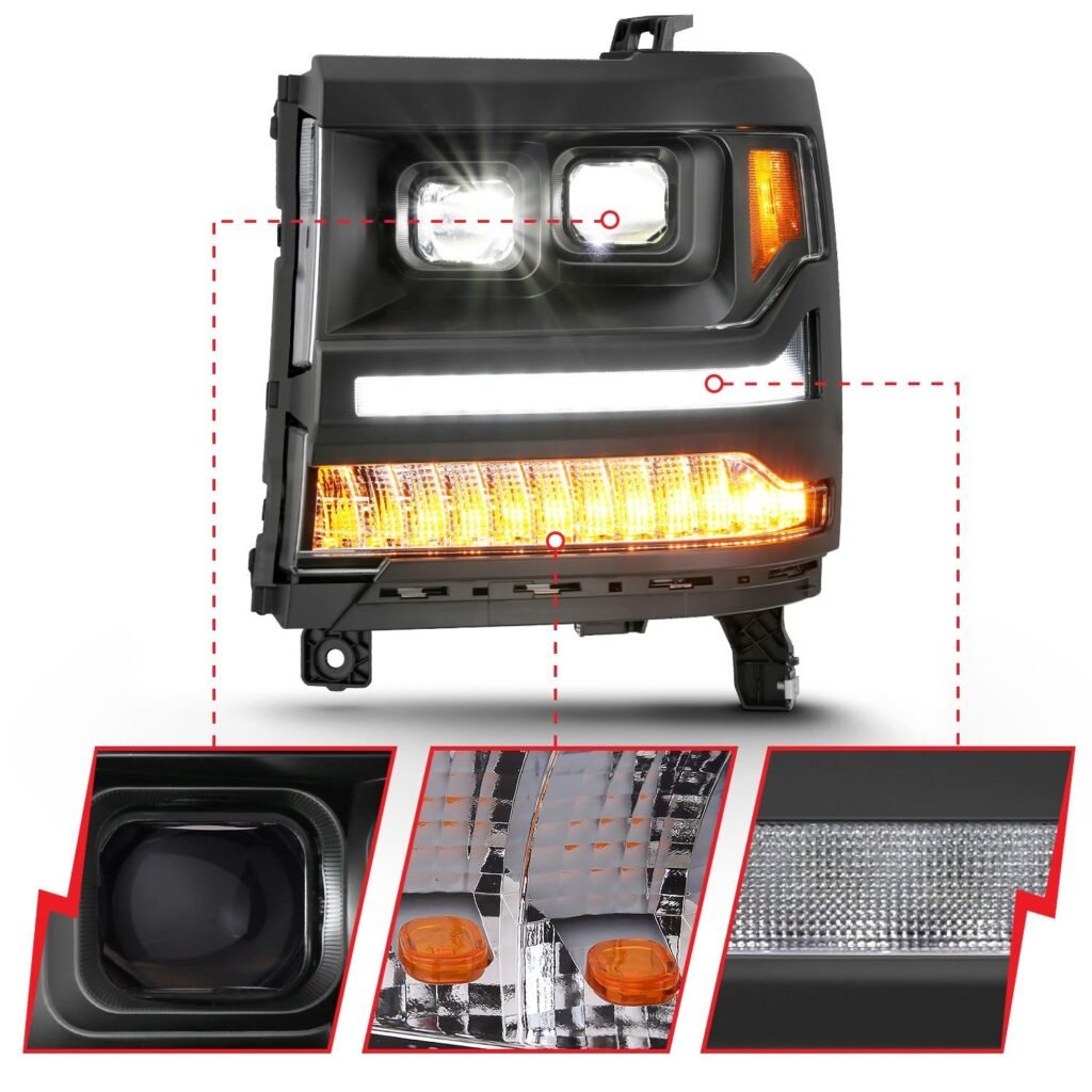 Chevy Silverado 1500 16-18 Led Projector Plank Headlights - Black