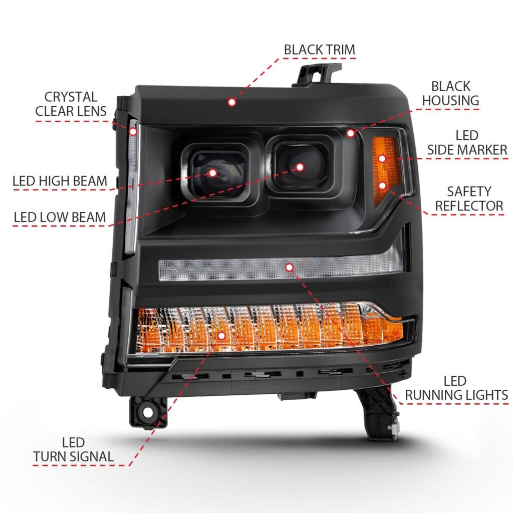 Chevy Silverado 1500 16-18 Led Projector Plank Headlights - Black
