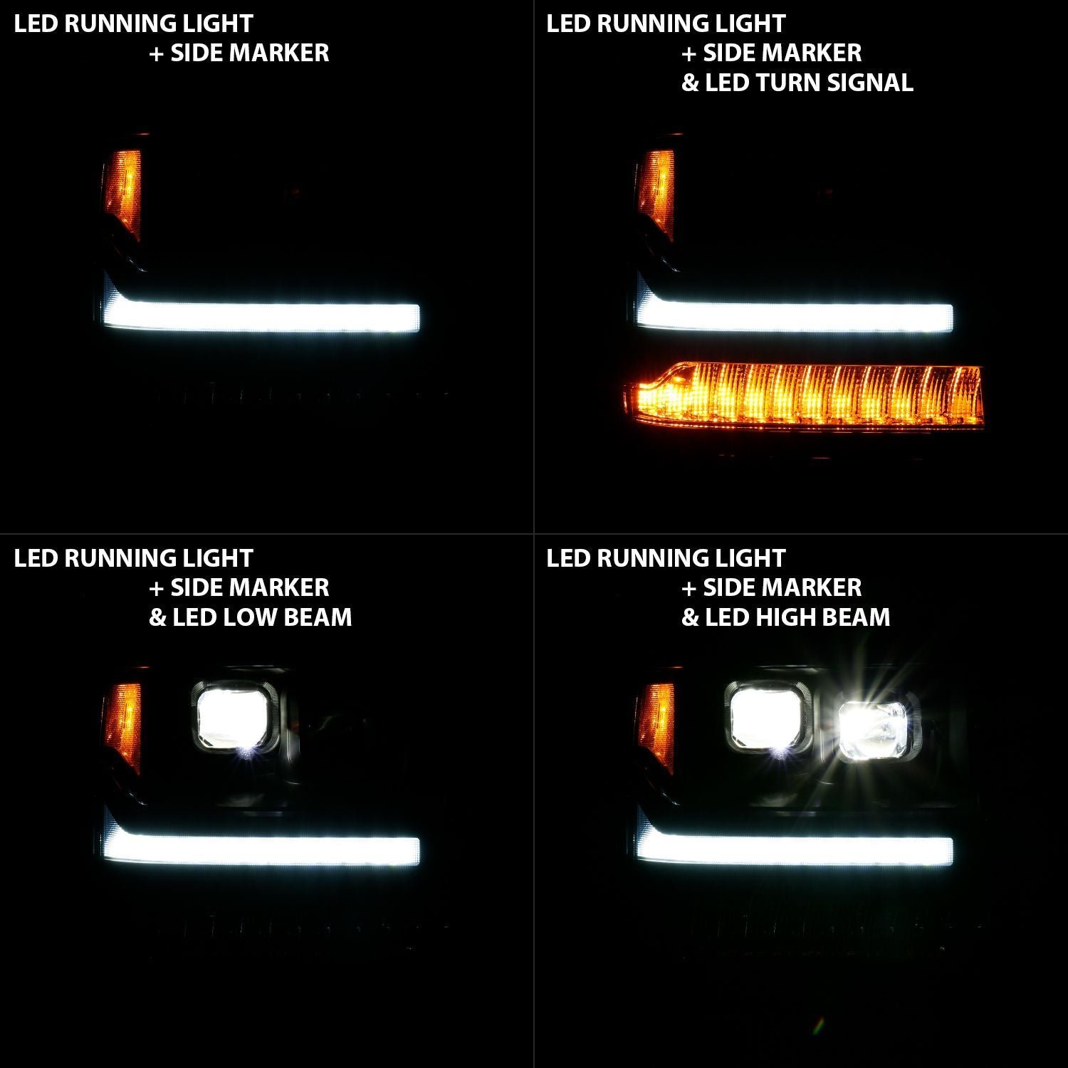 Chevy Silverado 1500 16-18 Led Projector Plank Headlights - Black - Image 5