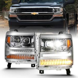 Chevy Silverado 16-18 1500 LED Projector Plank Headlights - Chrome - Image 1