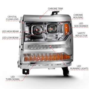 Chevy Silverado 16-18 1500 LED Projector Plank Headlights - Chrome - Image 5