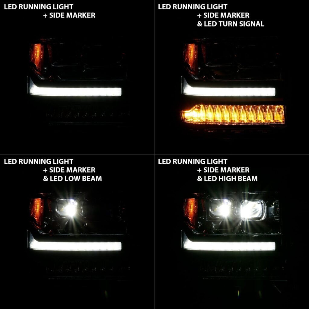 Chevy Silverado 16-18 1500 LED Projector Plank Headlights - Chrome