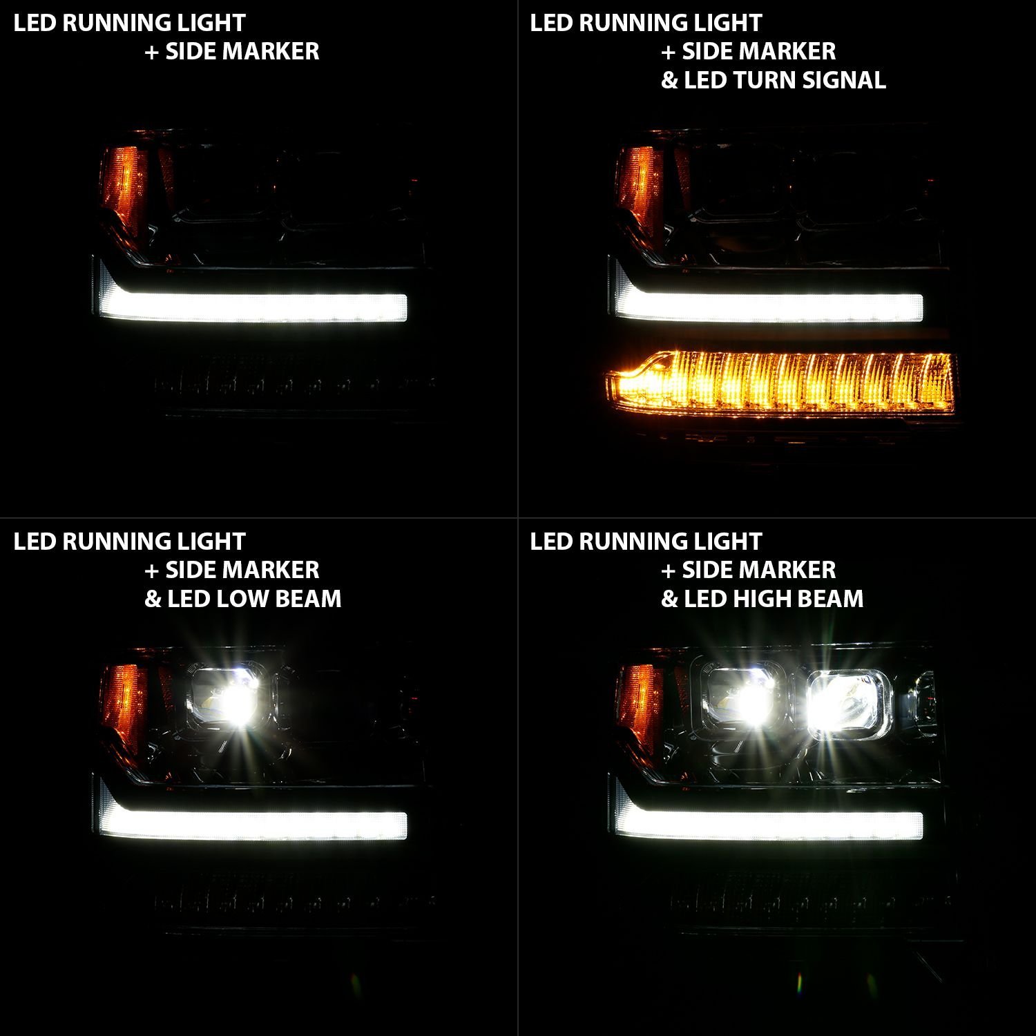 Chevy Silverado 16-18 1500 LED Projector Plank Headlights - Chrome - Image 8